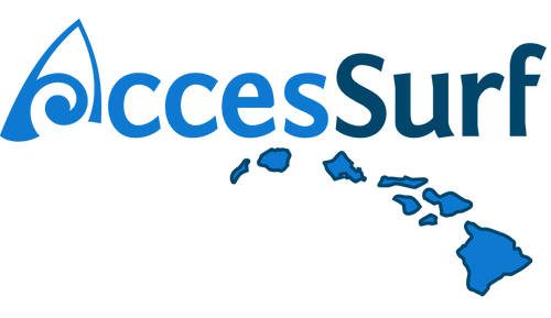 Sticker: AccesSurf Hawaiian Islands Logo - Blue, Clear Border